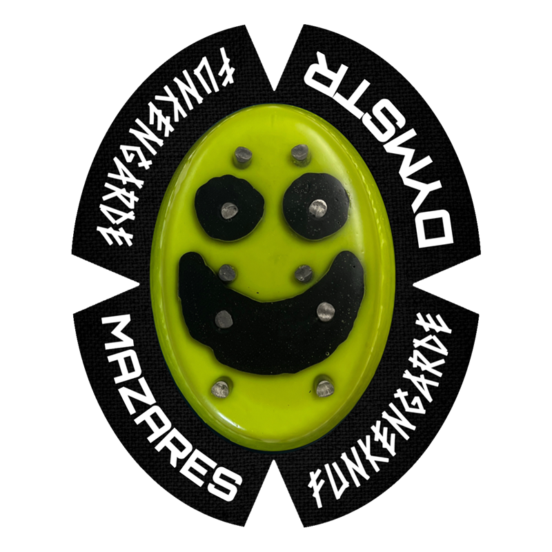 Mazares Racing Funkengarde Knieschleifer Kneeslider Dymostar Titanstifte gelb senfgelb streetracing Funkenflug