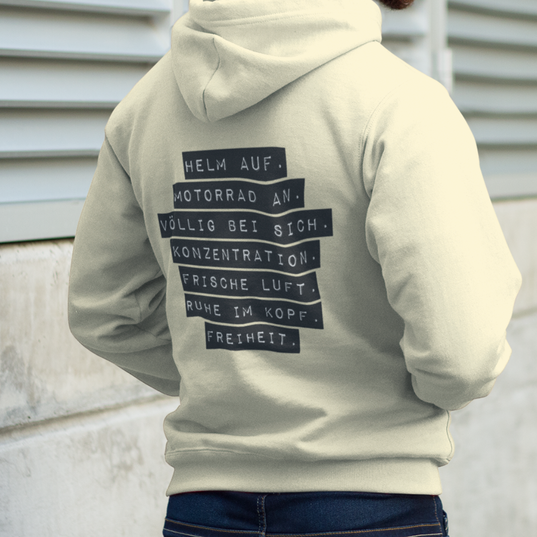 Mazares Racing Ruhe im Kopf Helm auf Classic Motorrad Hoodie