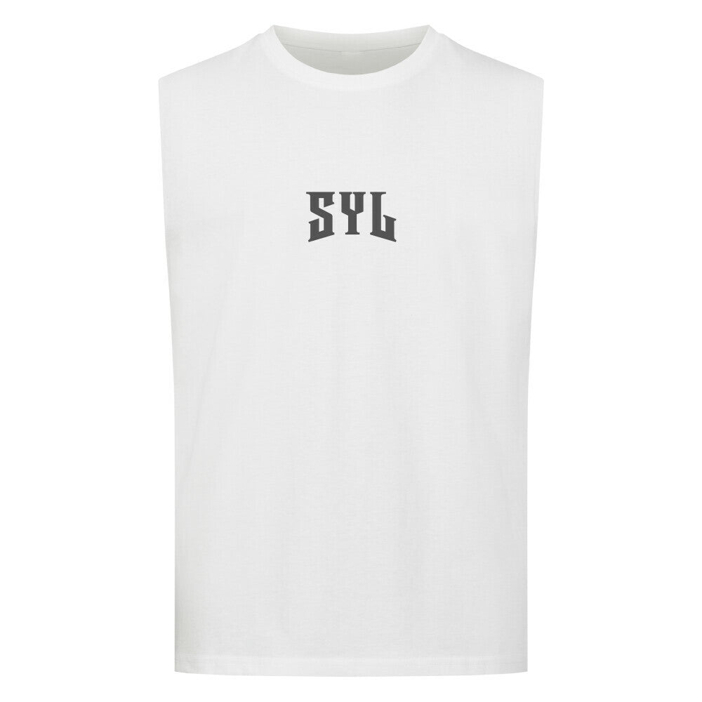 Mazares Racing T-Shirt sleeveless bikelife streetwear Simplify your life SYL Muscleshirt weiß