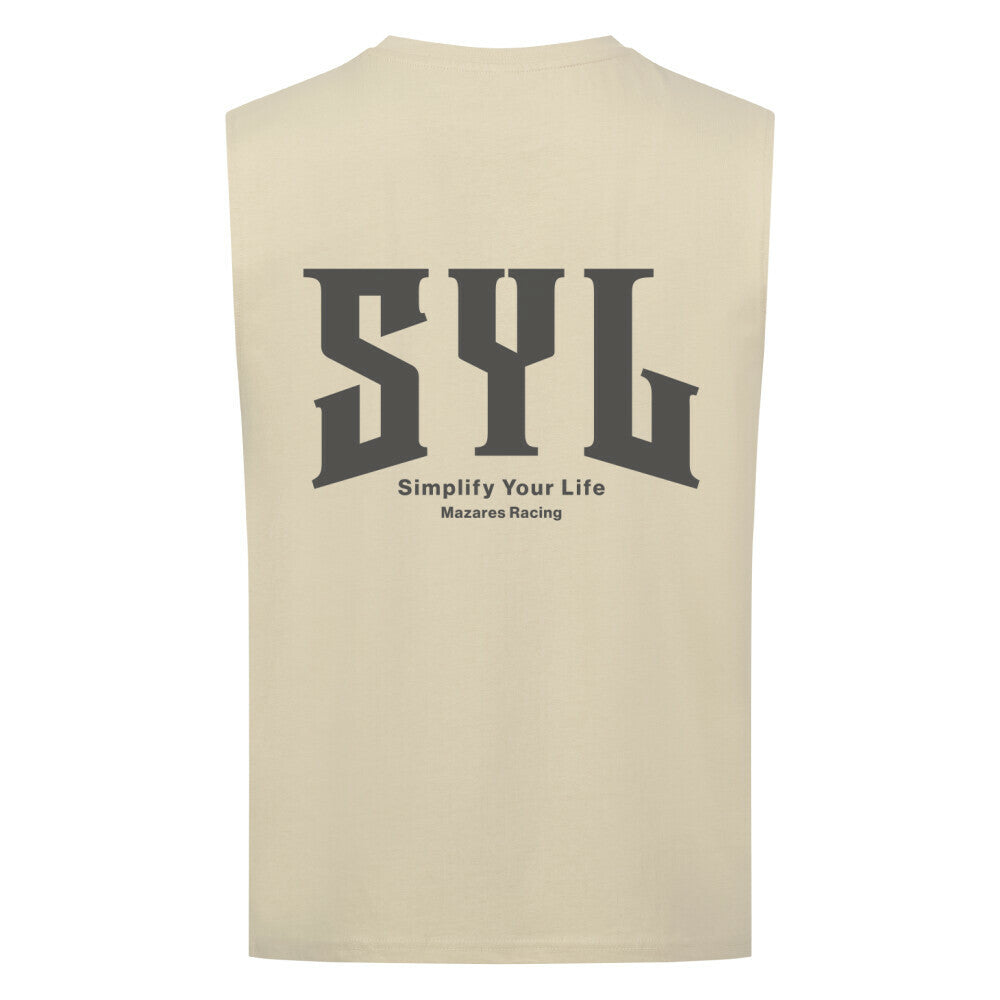 Mazares Racing T-Shirt sleeveless bikelife streetwear Simplify your life SYL Muscleshirt sand