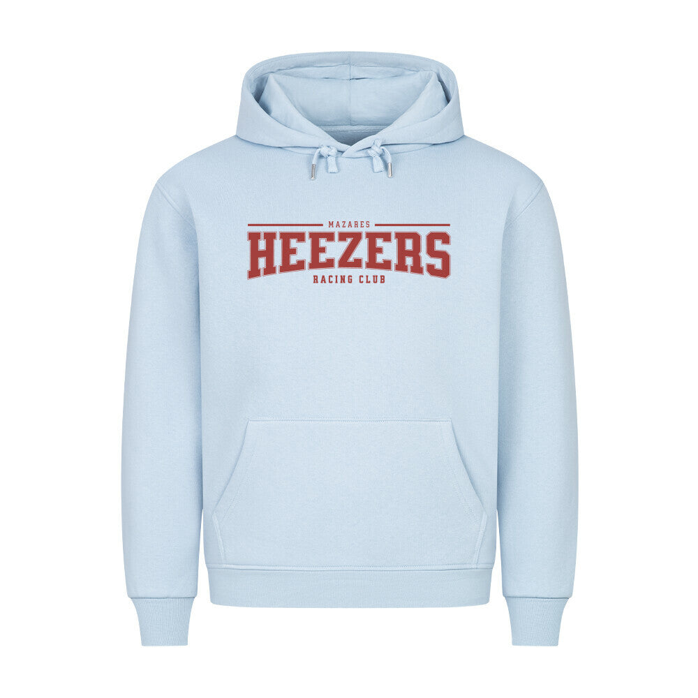 Klassischer Hoodie mit mittigem College-Print, sportliche Passform, schlicht in Schwarz oder Creme. babyblau