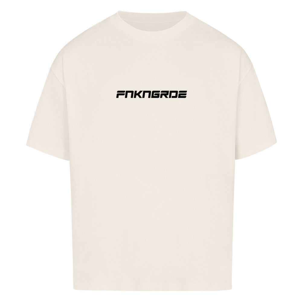 Oversized Biker Shirt Mazares x Dymostar – Funkengarde Design mit Knieschleifern, Streetwear für Motorradfahrer, 240g Baumwolle, Premium Qualität, Natural Raw front