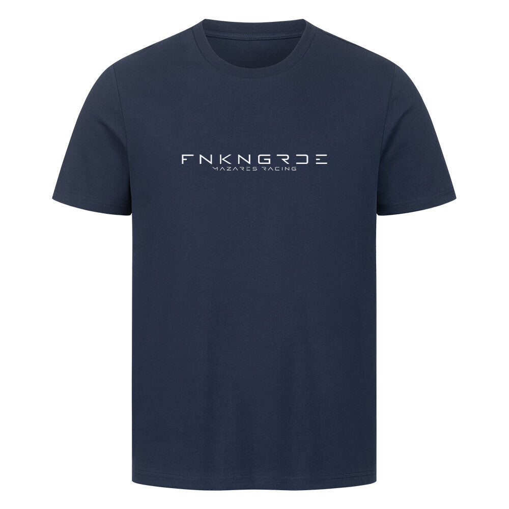 T-Shirt Funkengarde von Mazares Racing. navyblue Biker-Shirt aus 100 % Baumwolle mit Racing-Motiv und Schriftzügen. Streetwear für Motorradfahrer und Racing-Fans.