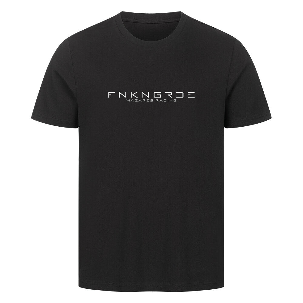 T-Shirt Funkengarde von Mazares Racing. schwarzes Biker-Shirt aus 100 % Baumwolle mit Racing-Motiv und Schriftzügen. Streetwear für Motorradfahrer und Racing-Fans.