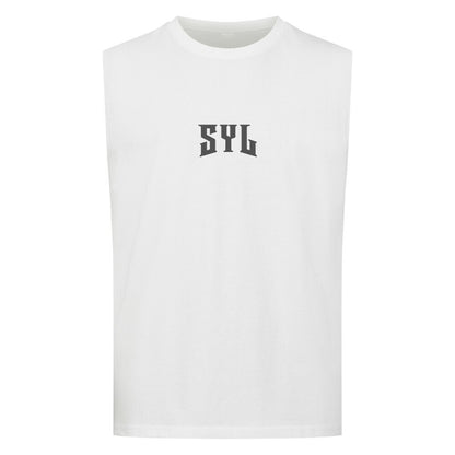 Mazares Racing T-Shirt sleeveless bikelife streetwear Simplify your life SYL Muscleshirt weiß