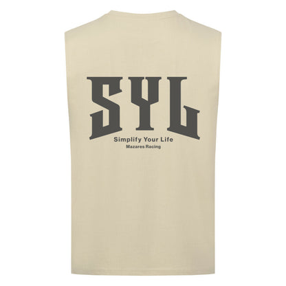 Mazares Racing T-Shirt sleeveless bikelife streetwear Simplify your life SYL Muscleshirt sand