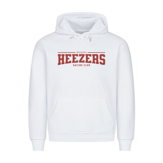 Klassischer Hoodie mit mittigem College-Print, sportliche Passform, schlicht in Schwarz oder Creme. weiß