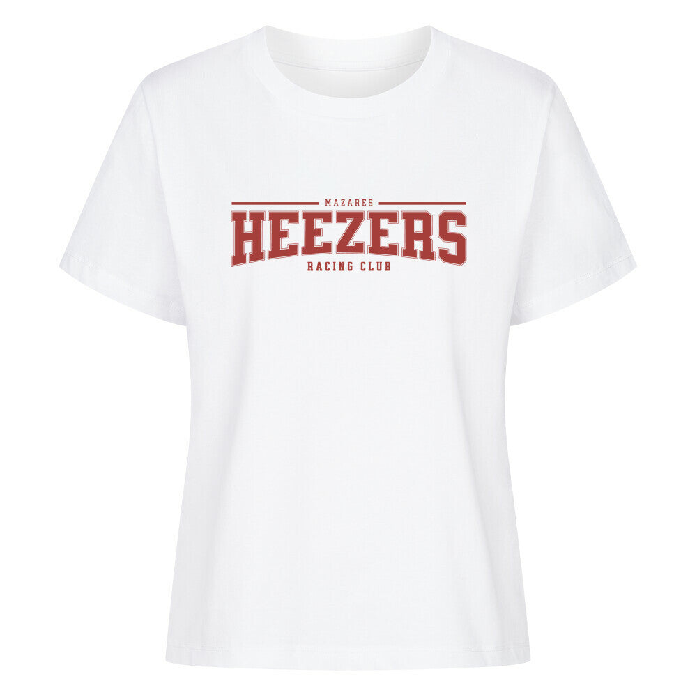 modern geschnittenes Shirt mit Frontlogo im College-Stil. Klare Linien, minimalistisch. weiß