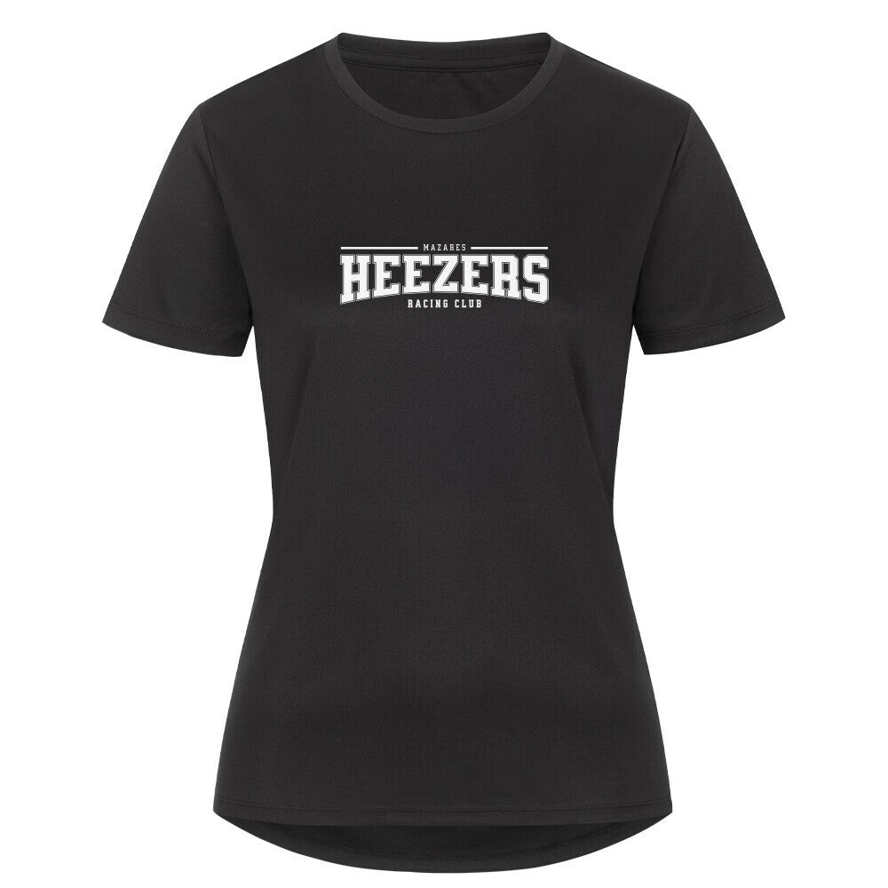 Sportliches Damen-Shirt mit schlanker Passform und College Print. schwarz