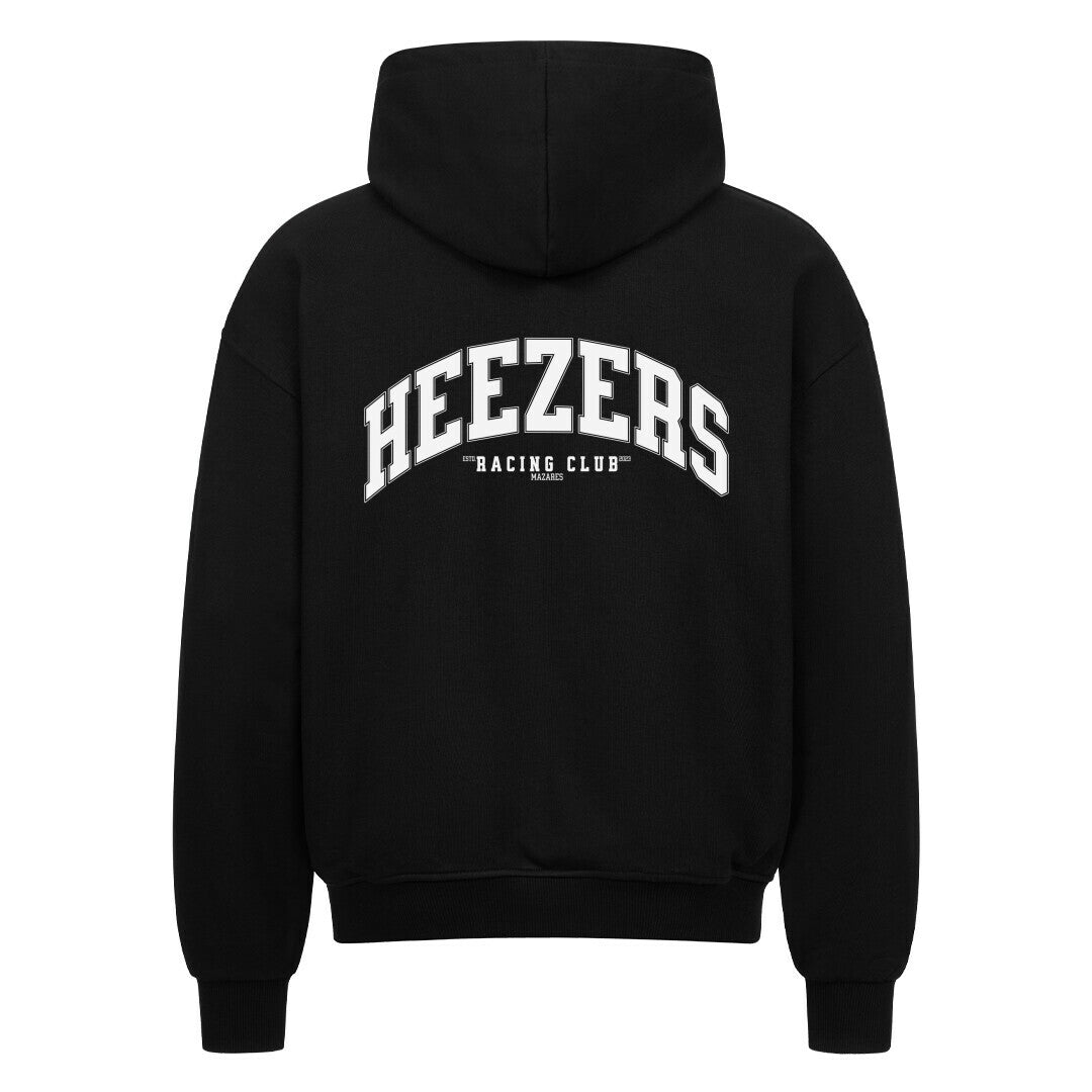 Zip-Hoodie mit College-Schriftzug, hochwertige Kapuze und durchgehender Reißverschluss. schwarz