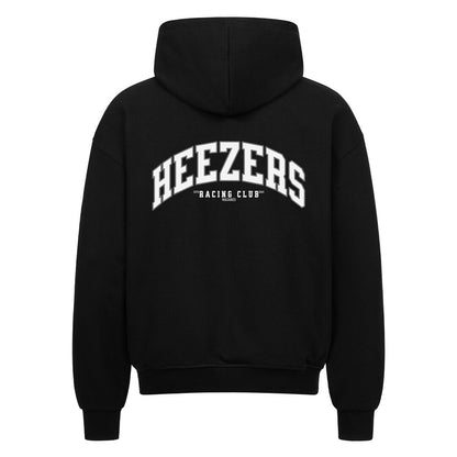 Zip-Hoodie mit College-Schriftzug, hochwertige Kapuze und durchgehender Reißverschluss. schwarz