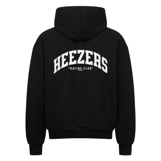 Zip-Hoodie mit College-Schriftzug, hochwertige Kapuze und durchgehender Reißverschluss. schwarz