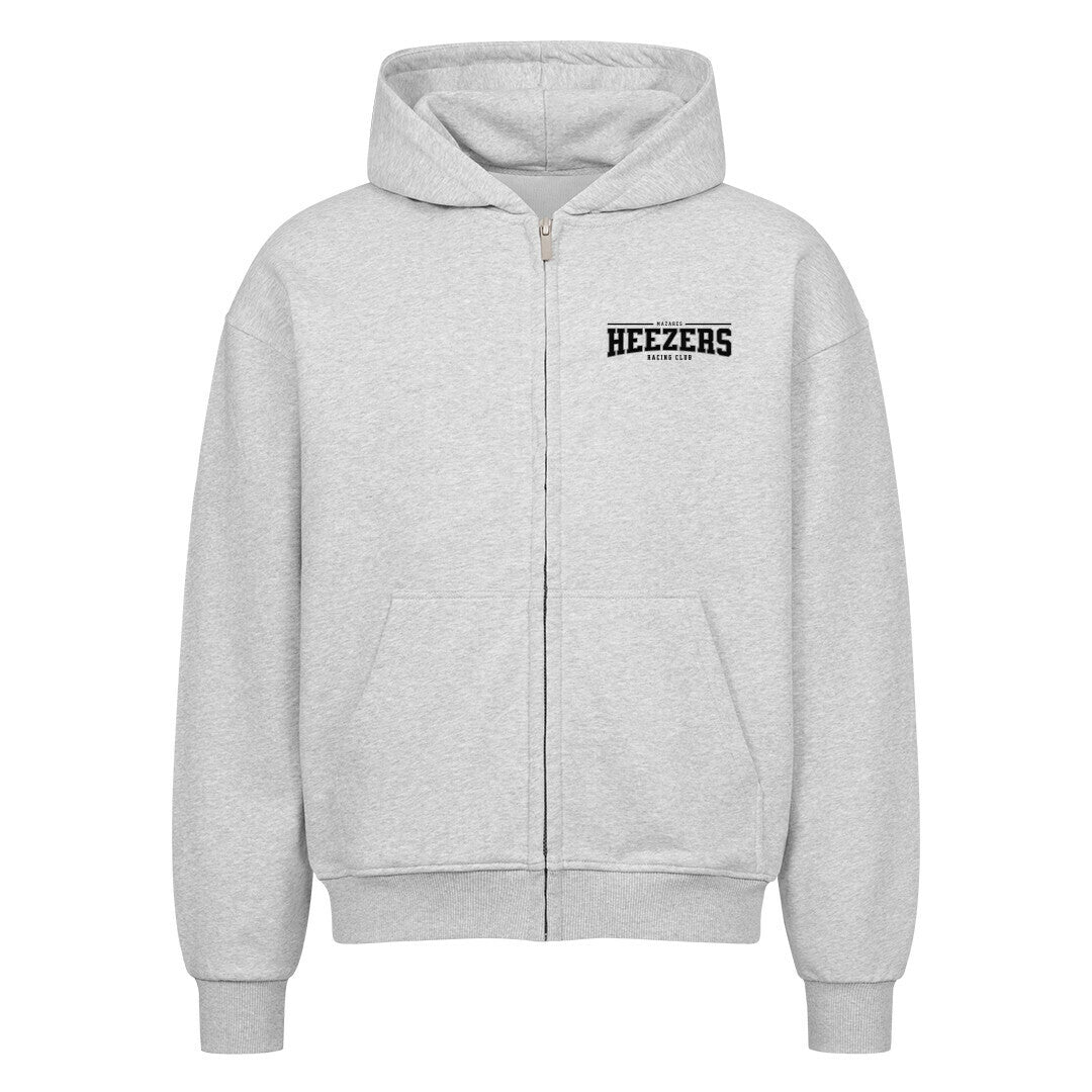 Zip-Hoodie mit College-Schriftzug, hochwertige Kapuze und durchgehender Reißverschluss. heather grey