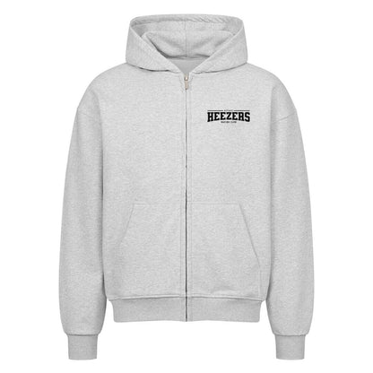 Zip-Hoodie mit College-Schriftzug, hochwertige Kapuze und durchgehender Reißverschluss. heather grey