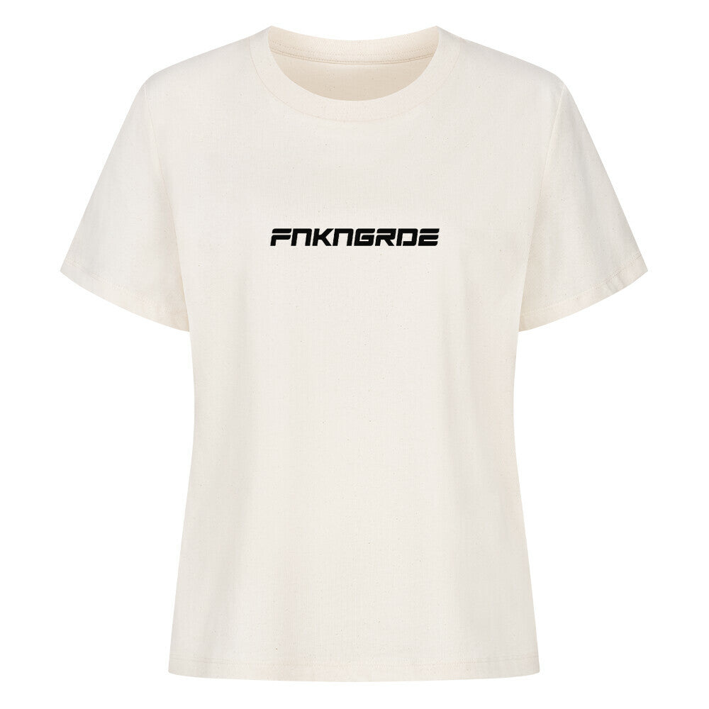 Mazares Racing Ladies Shirt Funkengarde in Kooperation mit Dymostar. Natural Damen T-Shirt mit markantem Knieschleifer-Design auf der Rückseite und cleanem Frontprint im Mazares Racing Style.