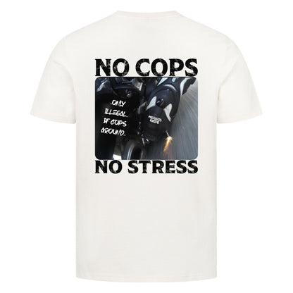 Mazares Herren T-Shirt mit „No Cops No Stress“ Schriftzug auf der Brust. Klassischer Schnitt mit angenehmem Baumwollstoff und minimalistischem Biker-Print.