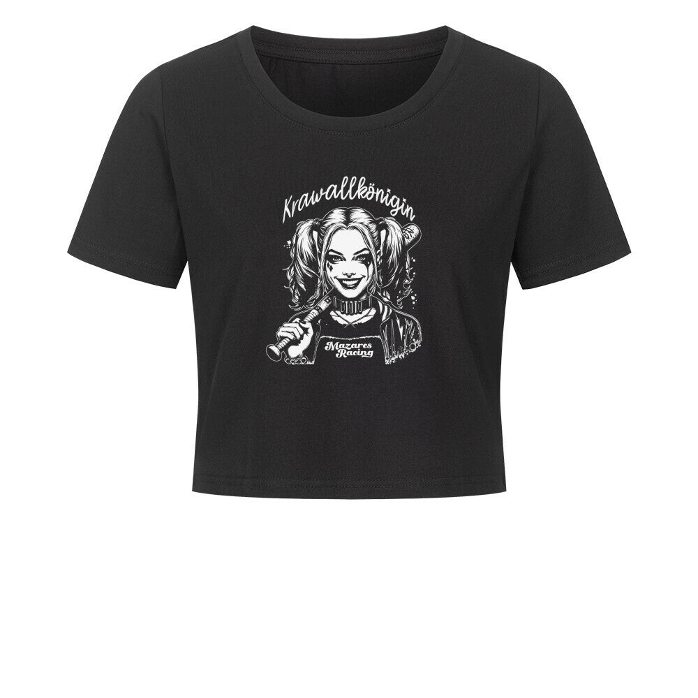 Krawallkönigin Cropped Tee Damen Motorrad Streetwear schwarz