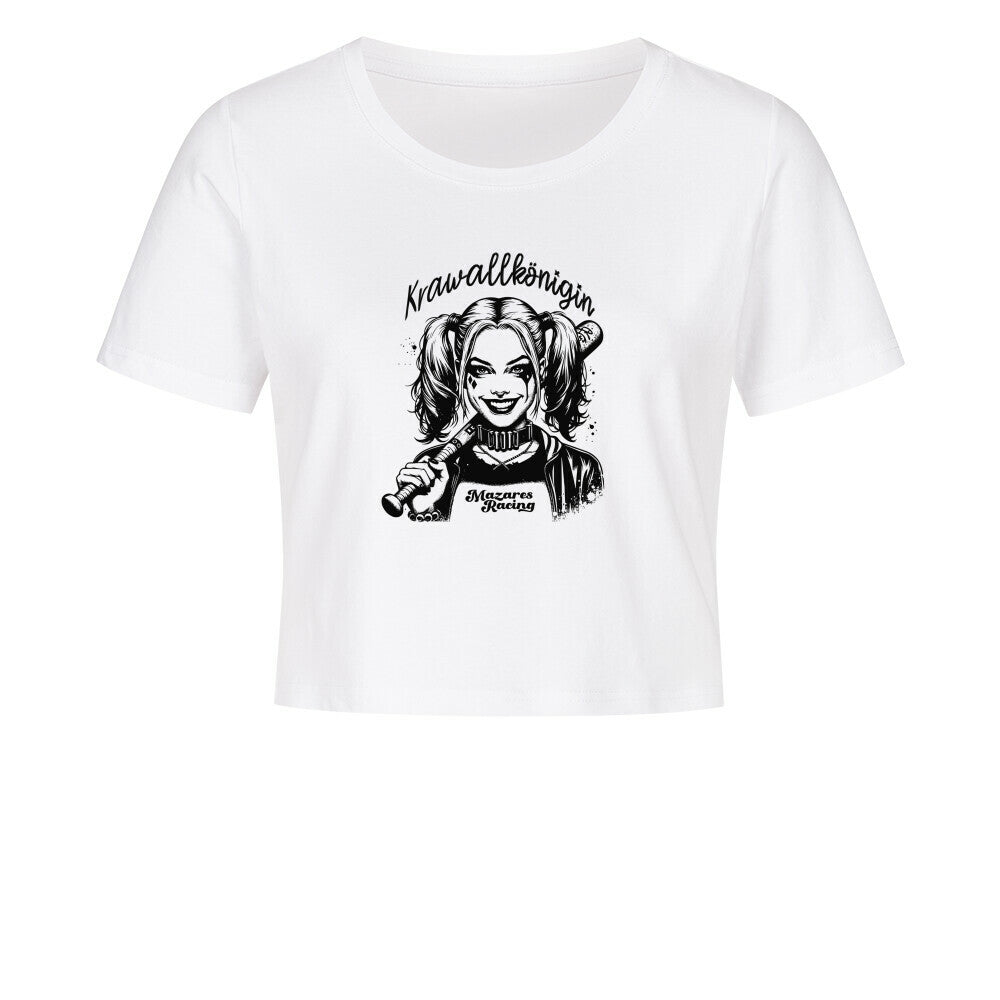 Krawallkönigin Cropped Tee Damen Motorrad Streetwear weiß