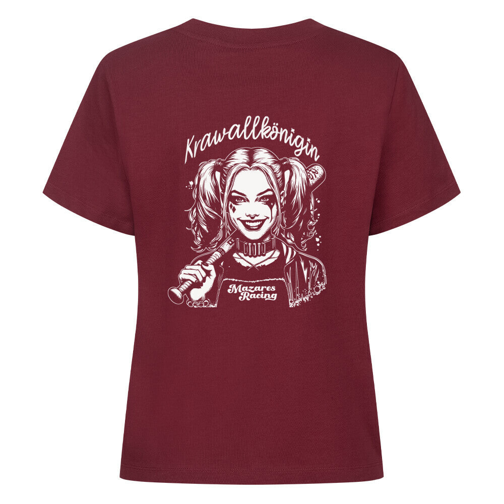 Krawallkönigin Damen Shirt Motorrad Streetwear Mazares Racing burgunder