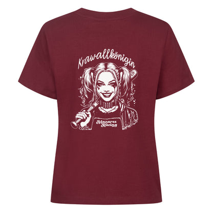 Krawallkönigin Damen Shirt Motorrad Streetwear Mazares Racing burgunder