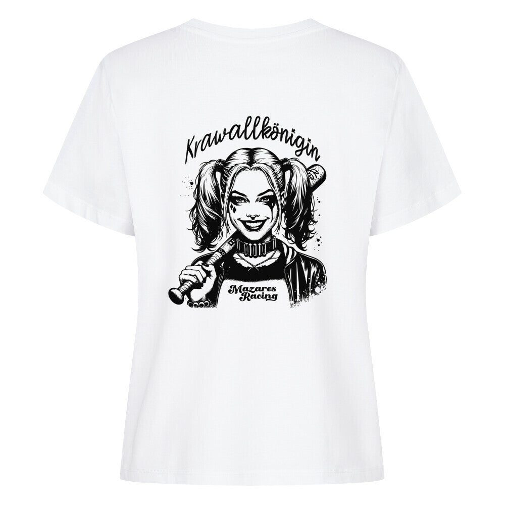 Krawallkönigin Damen Shirt Motorrad Streetwear Mazares Racing weiß