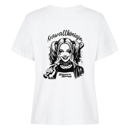 Krawallkönigin Damen Shirt Motorrad Streetwear Mazares Racing weiß