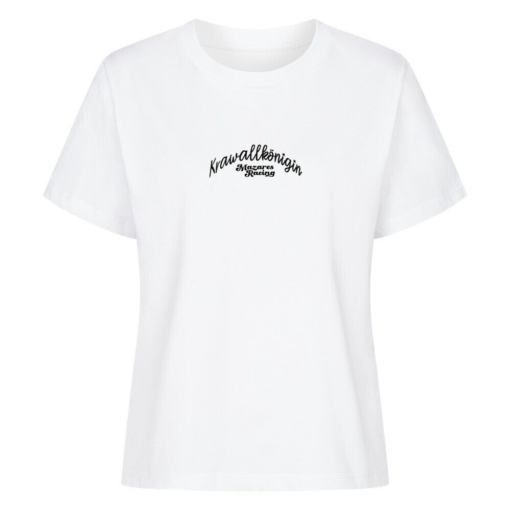 Krawallkönigin Damen Shirt Motorrad Streetwear Mazares Racing weiß
