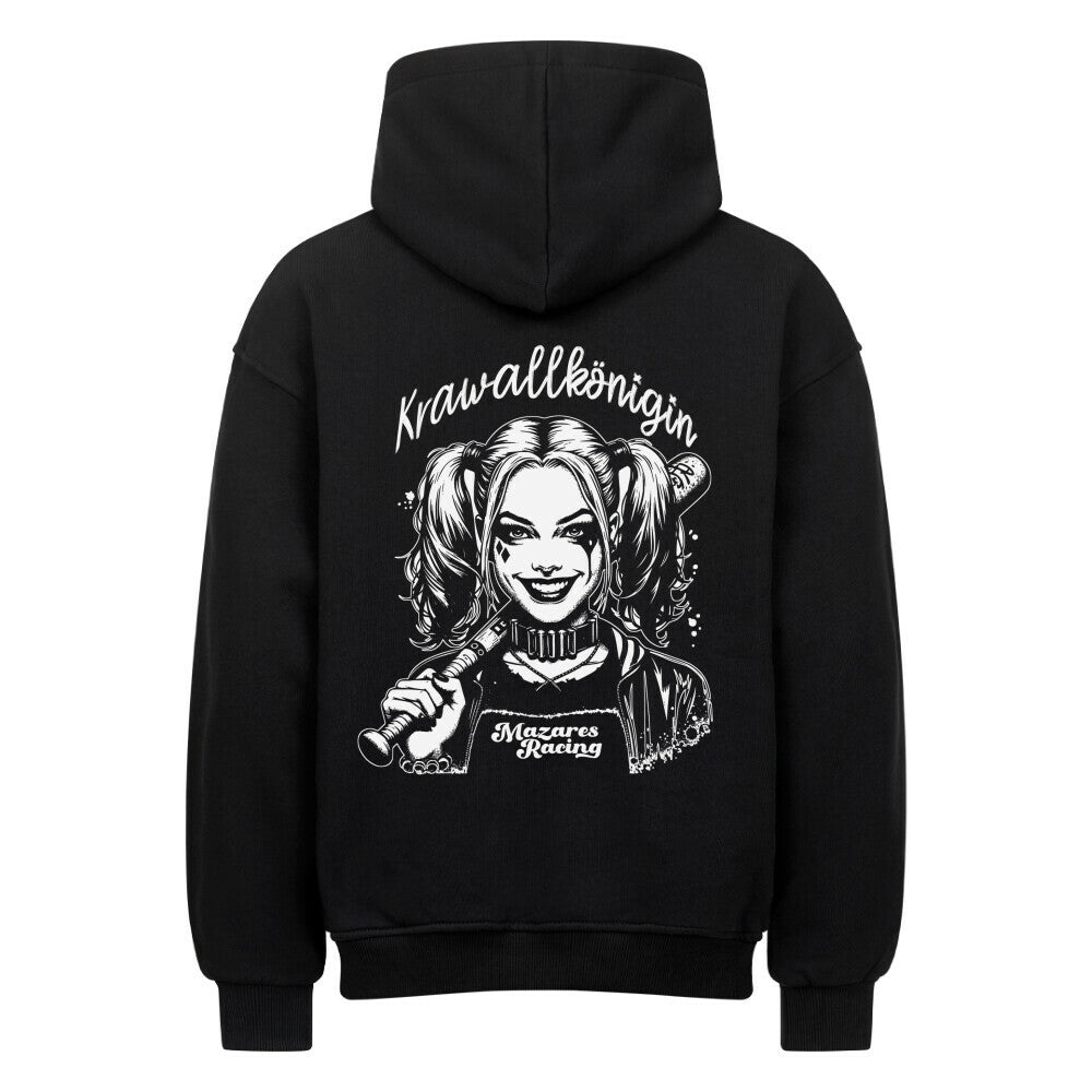 Krawallkönigin Oversized Hoodie Damen Motorrad Streetwear Mazares Racing schwarz