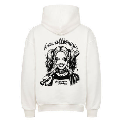 Krawallkönigin Oversized Hoodie Damen Motorrad Streetwear Mazares Racing weiß