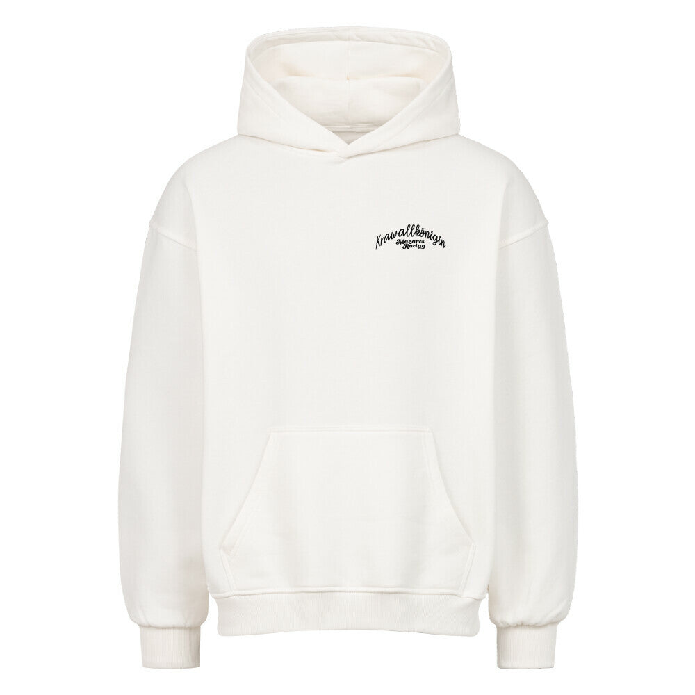 Krawallkönigin Oversized Hoodie Damen Motorrad Streetwear Mazares Racing weiß