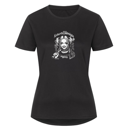 Krawallkönigin Damen Sportshirt Motorrad Training Streetwear schwarz