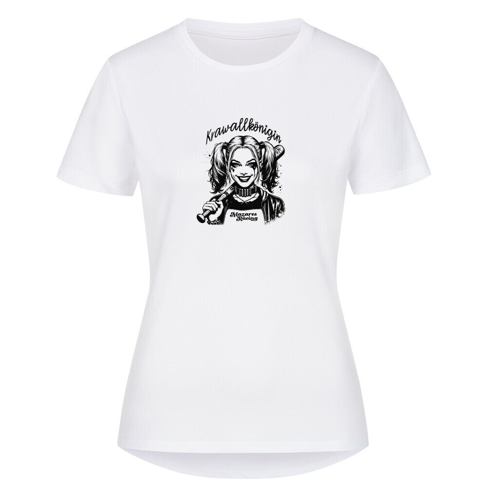 Krawallkönigin Damen Sportshirt Motorrad Training Streetwear weiß