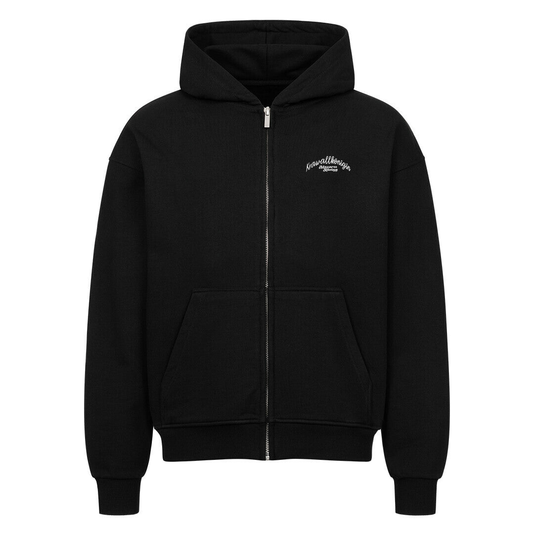Krawallkönigin Zipper Hoodie Damen Motorrad Streetwear schwarz