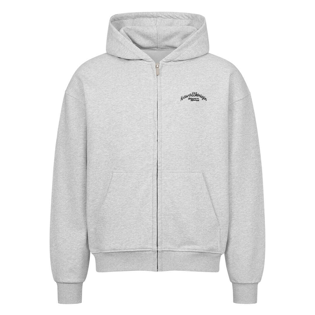 Krawallkönigin Zipper Hoodie Damen Motorrad Streetwear heather grey