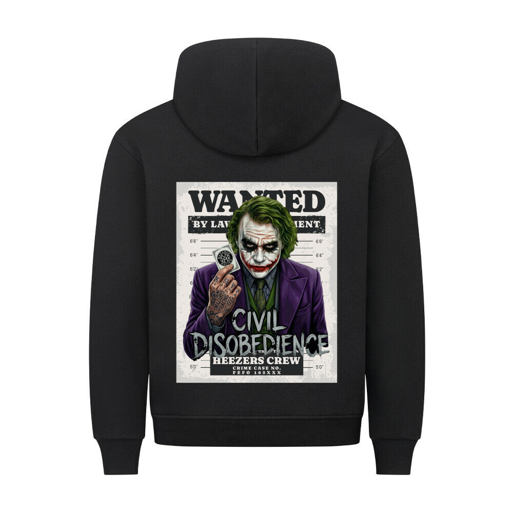 Classic Hoodie mit großem Civil Disobedience Rückenprint von Mazares Racing. Streetwear inspiriert von Motorradkultur, Freiheit und urbanem Lifestyle. schwarz