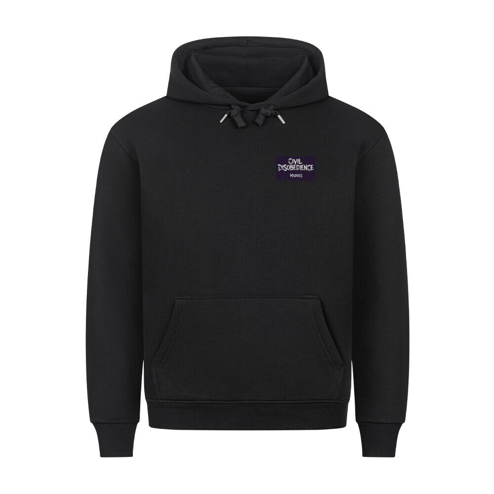 Civil Disobedience Classic Hoodie von Mazares Racing mit kleinem Frontprint im modernen Biker- und Streetwearstyle. schwarz
