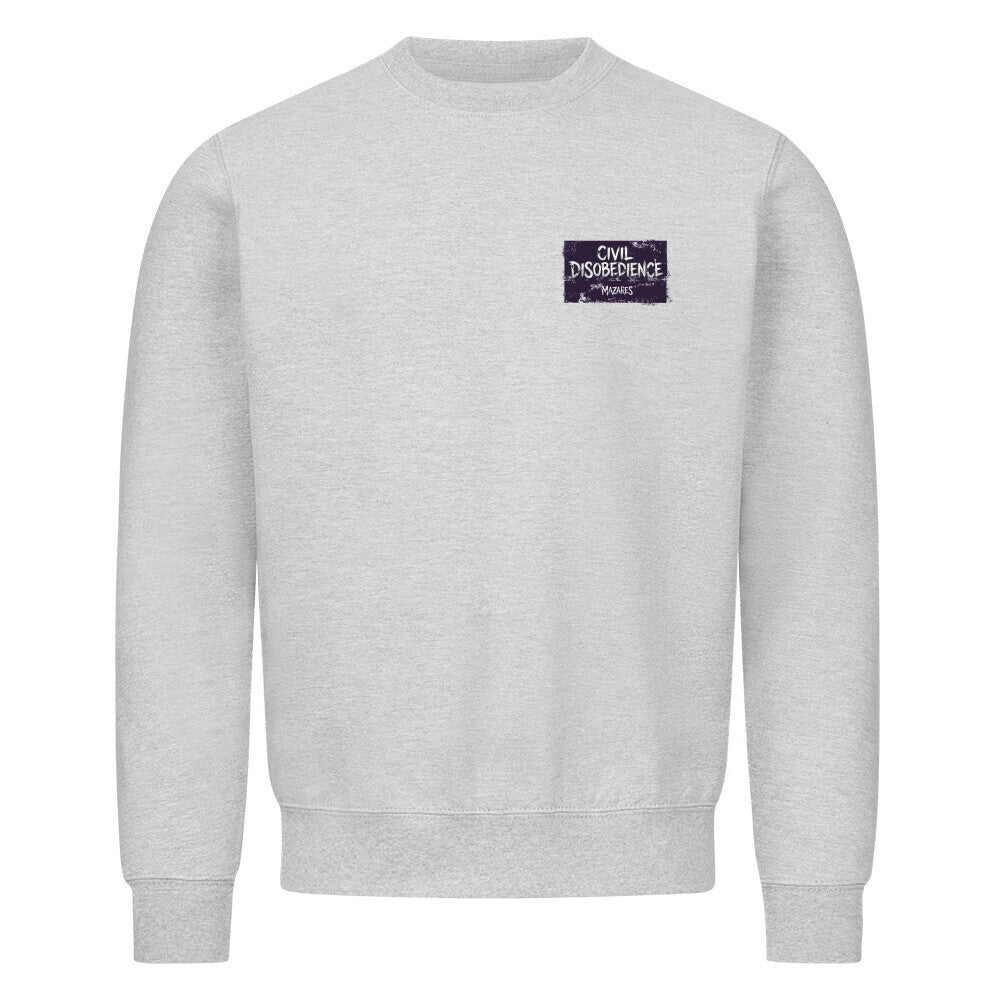 Civil Disobedience Classic Sweatshirt von Mazares Racing mit cleanem Frontprint im modernen Streetwear- und Motorradstyle. heather grey