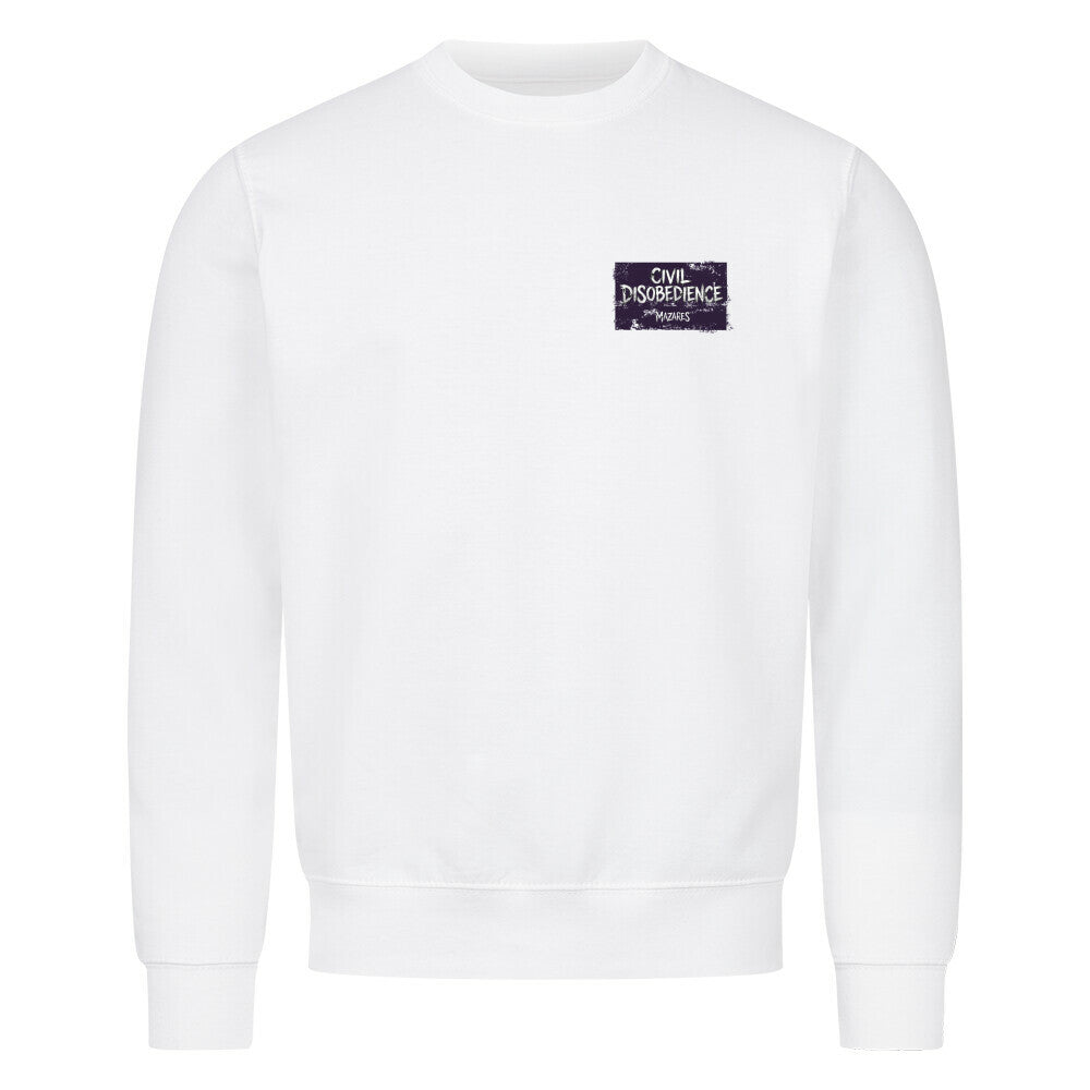 Civil Disobedience Classic Sweatshirt von Mazares Racing mit cleanem Frontprint im modernen Streetwear- und Motorradstyle. weiß