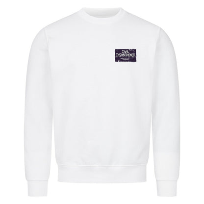 Civil Disobedience Classic Sweatshirt von Mazares Racing mit cleanem Frontprint im modernen Streetwear- und Motorradstyle. weiß