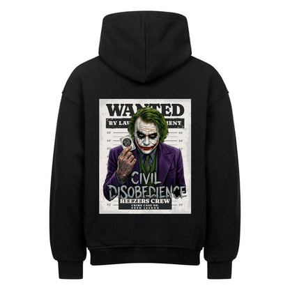 Oversized Hoodie mit großem Civil Disobedience Backprint im rebellischen Streetwear-Design von Mazares Racing. Ausdrucksstarker Rückenprint für Biker, Freiheitsgefühl und individuellen Lifestyle. schwarz