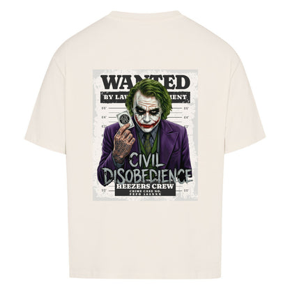 Oversized Shirt mit großem Civil Disobedience Rückenprint von Mazares Racing. Streetwear inspiriert von Motorradkultur, Freiheit und urbanem Lifestyle. natural raw