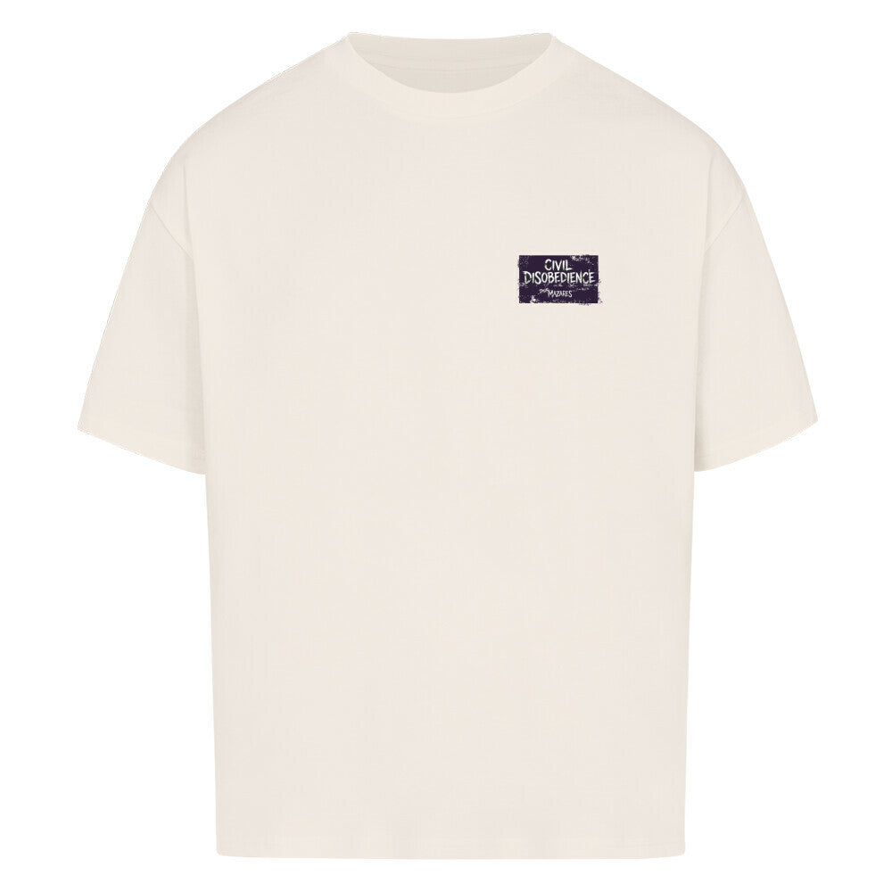 Civil Disobedience Oversized Shirt von Mazares Racing mit kleinem Frontprint im rebellischen Biker- und Streetwearstyle. Schweres 240 GSM Baumwollshirt mit modernem Oversized Fit. natural raw