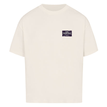 Civil Disobedience Oversized Shirt von Mazares Racing mit kleinem Frontprint im rebellischen Biker- und Streetwearstyle. Schweres 240 GSM Baumwollshirt mit modernem Oversized Fit. natural raw