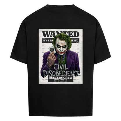 Oversized Shirt mit großem Civil Disobedience Rückenprint von Mazares Racing. Streetwear inspiriert von Motorradkultur, Freiheit und urbanem Lifestyle. schwarz