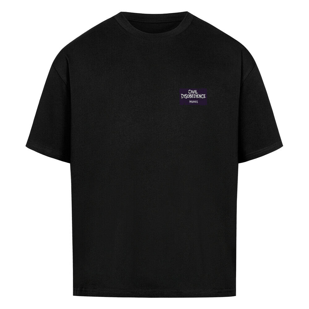 Civil Disobedience Oversized Shirt von Mazares Racing mit kleinem Frontprint im rebellischen Biker- und Streetwearstyle. Schweres 240 GSM Baumwollshirt mit modernem Oversized Fit. schwarz