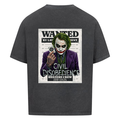 Oversized Shirt mit großem Civil Disobedience Rückenprint von Mazares Racing. Streetwear inspiriert von Motorradkultur, Freiheit und urbanem Lifestyle. washed black