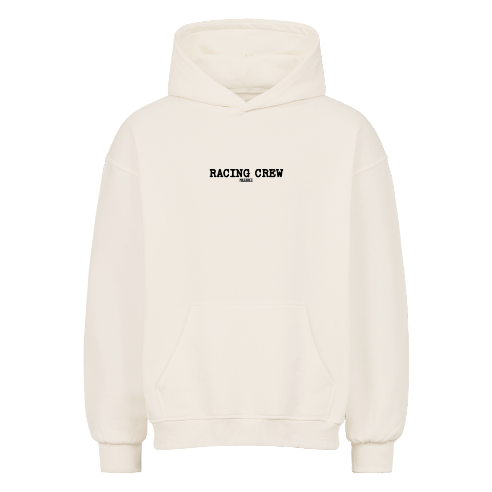 Mazares Racing Crew Oversized Hoodie in Natural Raw mit schlichtem Racing Crew Frontprint.
