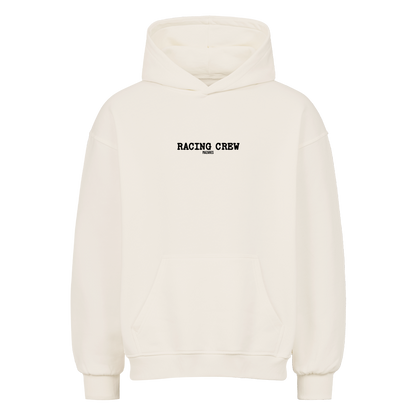 Mazares Racing Crew Oversized Hoodie in Natural Raw mit schlichtem Racing Crew Frontprint.