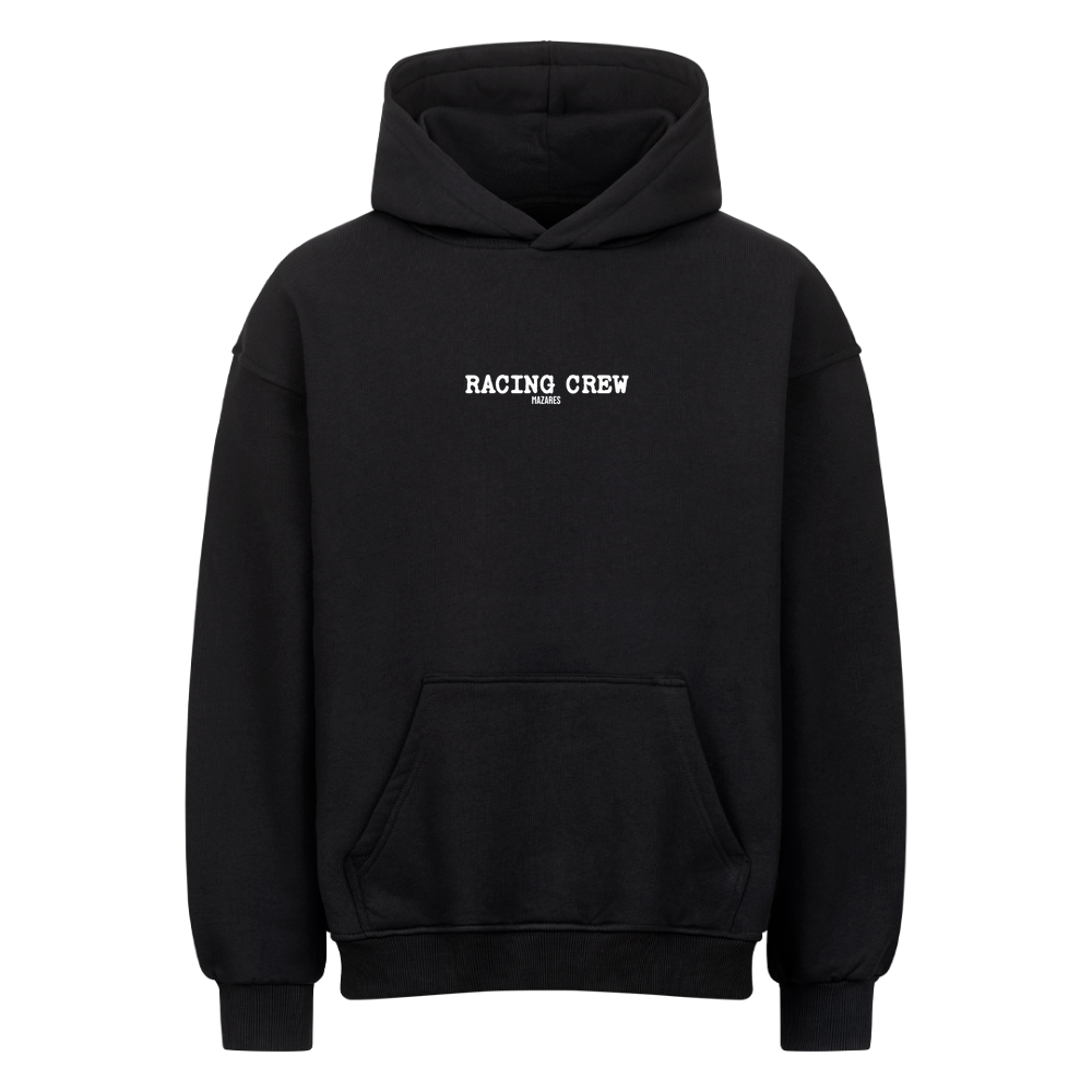 Mazares Racing Crew Oversized Hoodie in Schwarz mit schlichtem Frontprint und lässigem Oversized Fit.