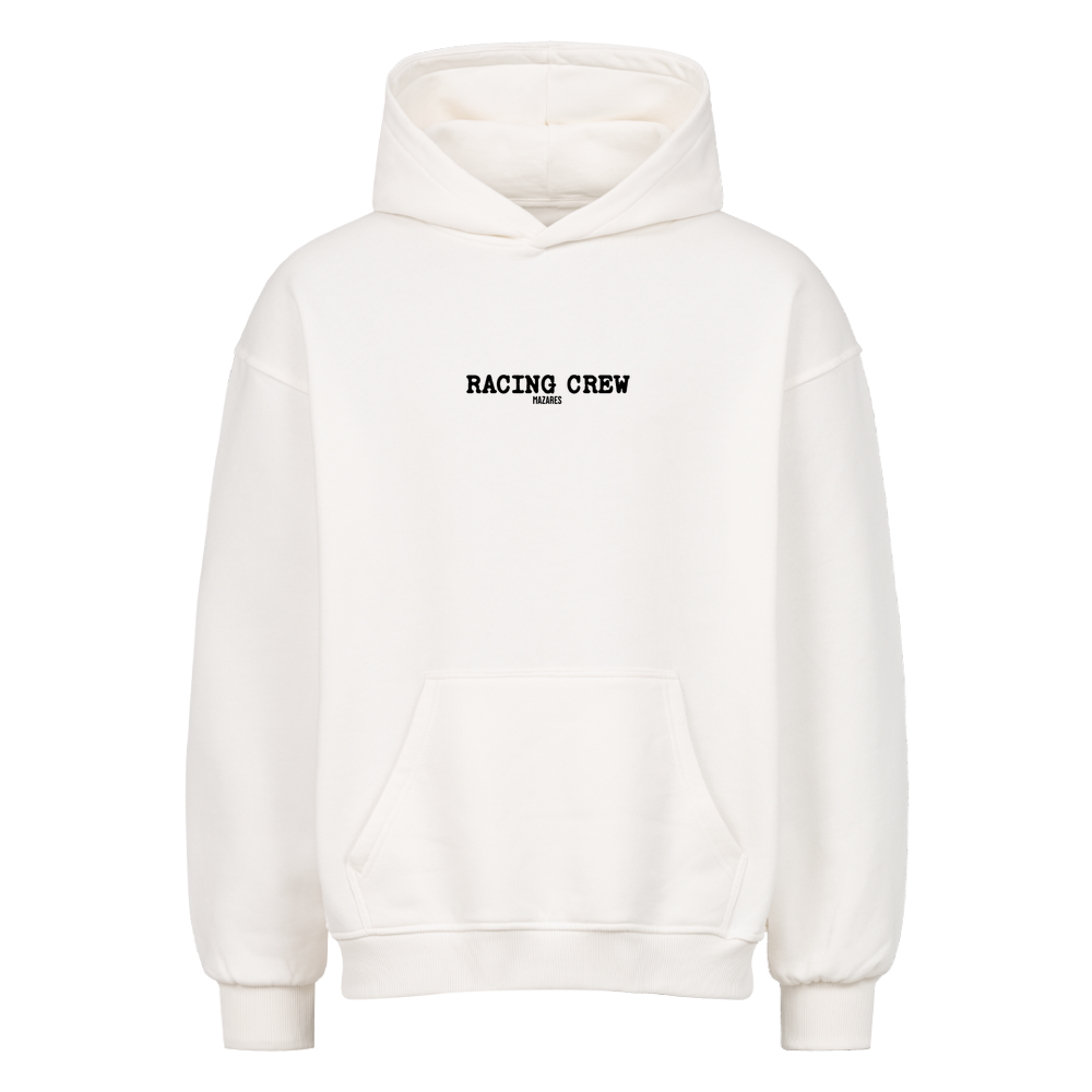Mazares Racing Crew Oversized Hoodie in Weiß mit minimalistischem Frontprint und lässigem Schnitt.